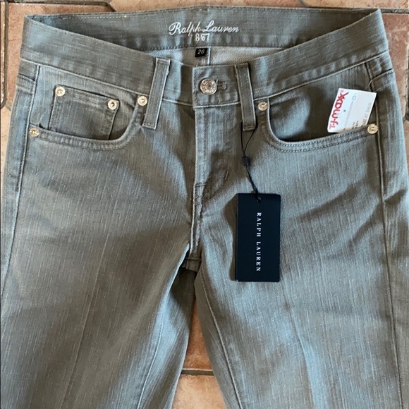🆕 $340 Ralph Lauren Gray Trouser Jeans 26 Bootcut Y2K Low Rise - Picture 3 of 8